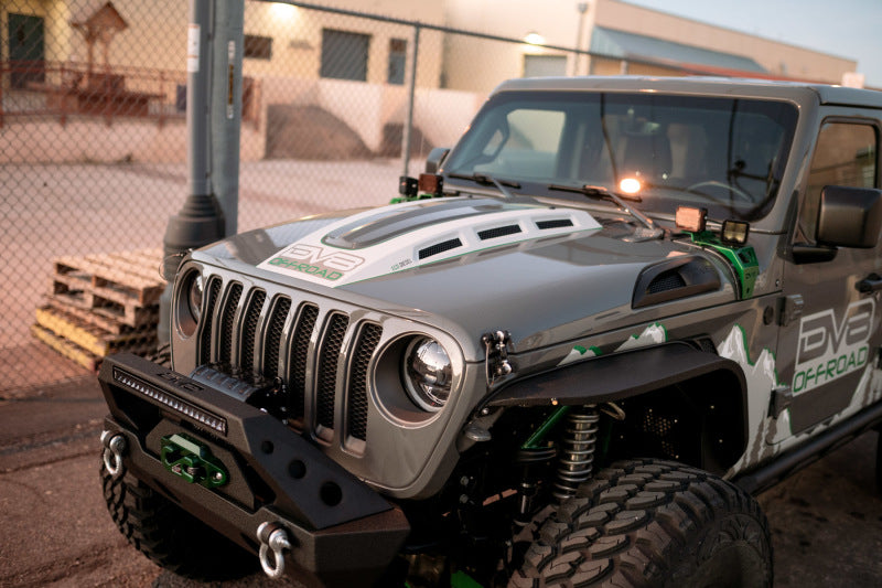 DV8 Offroad Primer Black Heat Dispersion Hood: Jeep Wrangler (18-21) / Gladiator (20-21)
