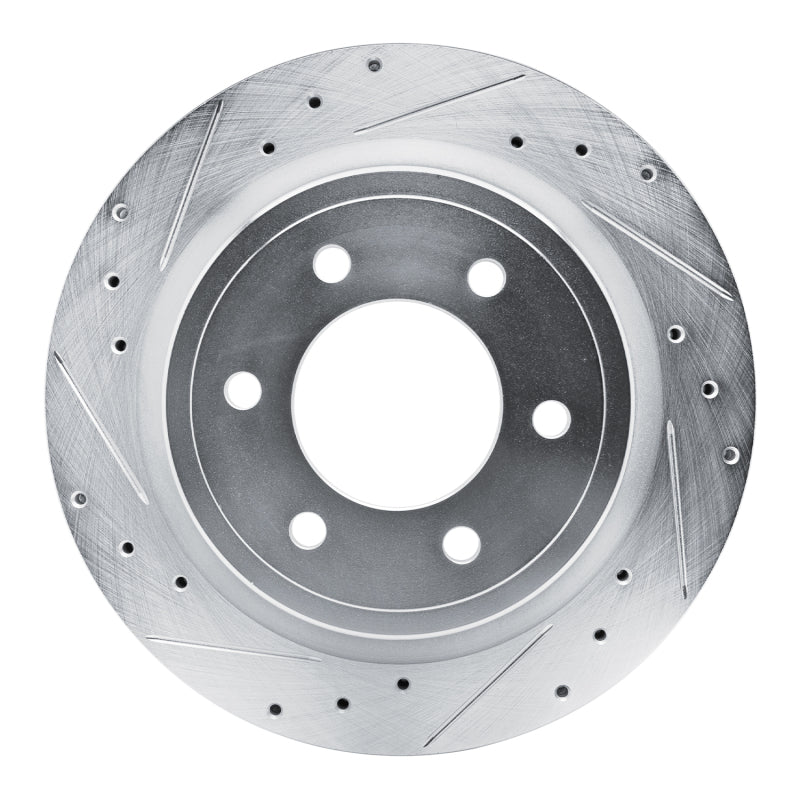 R1 Concepts Rear Left Drilled & Slotted Silver Brake Rotor | Ford Bronco (21-26) (631-54289L)