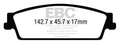EBC Yellowstuff Rear Brake Pads | 15+ Cadillac Escalade 6.2 2WD