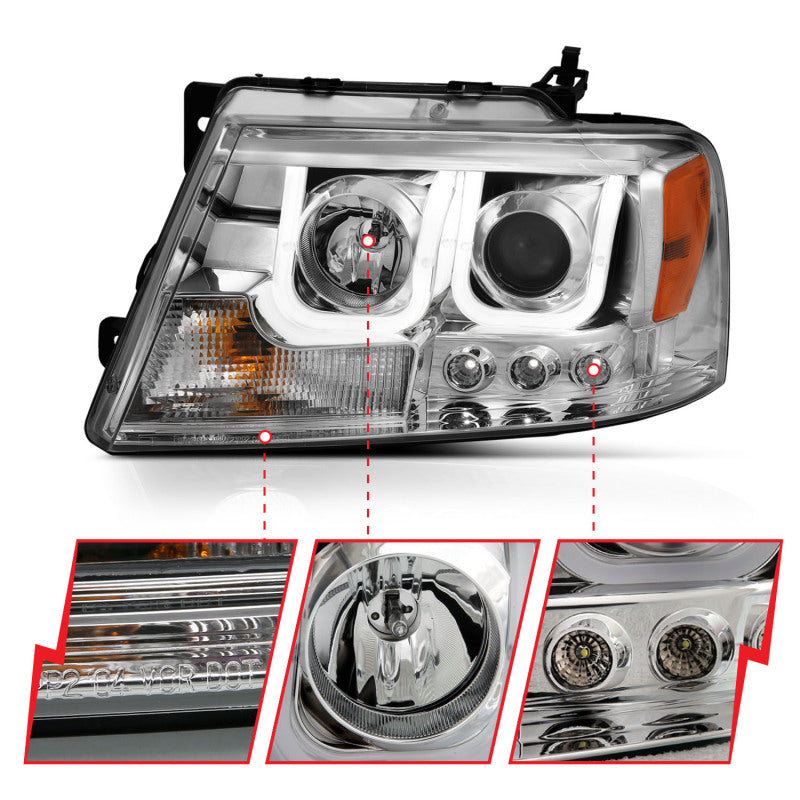 ANZO Projector Headlight Set w/ U-Bar Chrome | Ford F-150 (04-08) (111287)