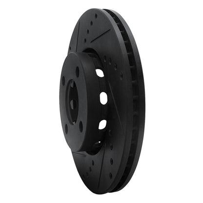 R1 Concepts 90-91 Audi 90 Quattro Front Drilled & Slotted Black Brake Rotor | Ford Ranger (19-26) (ECB-73011L)