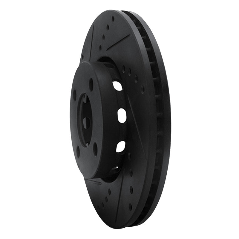 R1 Concepts 90-91 Audi 90 Quattro Front Drilled & Slotted Black Brake Rotor | Ford Ranger (19-26) (ECB-73011L)