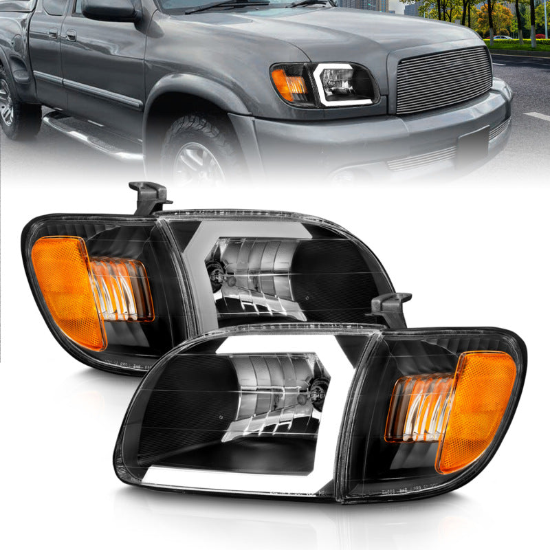 ANZO Crystal Headlight Set w/ Light Bar Black w/ Corner Light | Toyota Tundra (00-04) (111579)