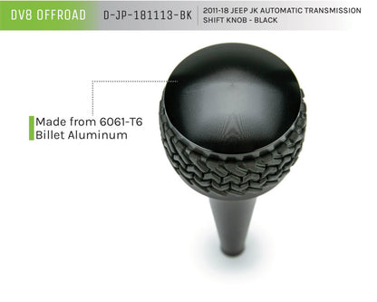 DV8 Offroad Black Shift Knob: Jeep Wrangler (2011-2017) / Wrangler JK (2018)