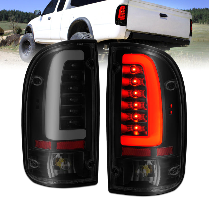 ANZO LED Tail Light Assembly Black Housing Smoke Lens Pair | Toyota Tacoma (95-00) (311354)