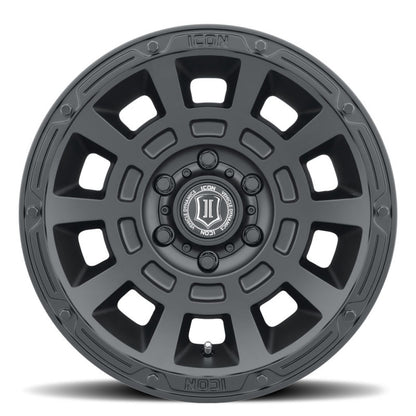 ICON Thrust 17x8.5 6x5.5 0mm Offset 4.75in BS Satin Black Wheel | Ford Bronco (21-26) (2817858347SB)