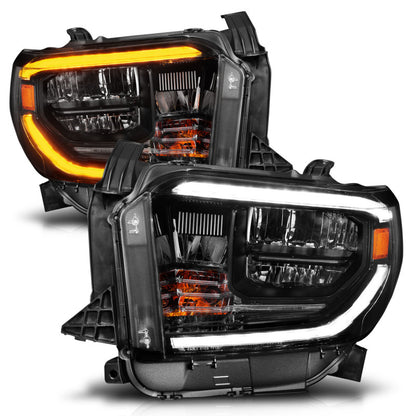 ANZO LED Crystal Headlight Set w/ Switchback Black Housing w/ DRL | Toyota Tundra (14-17) (111531)