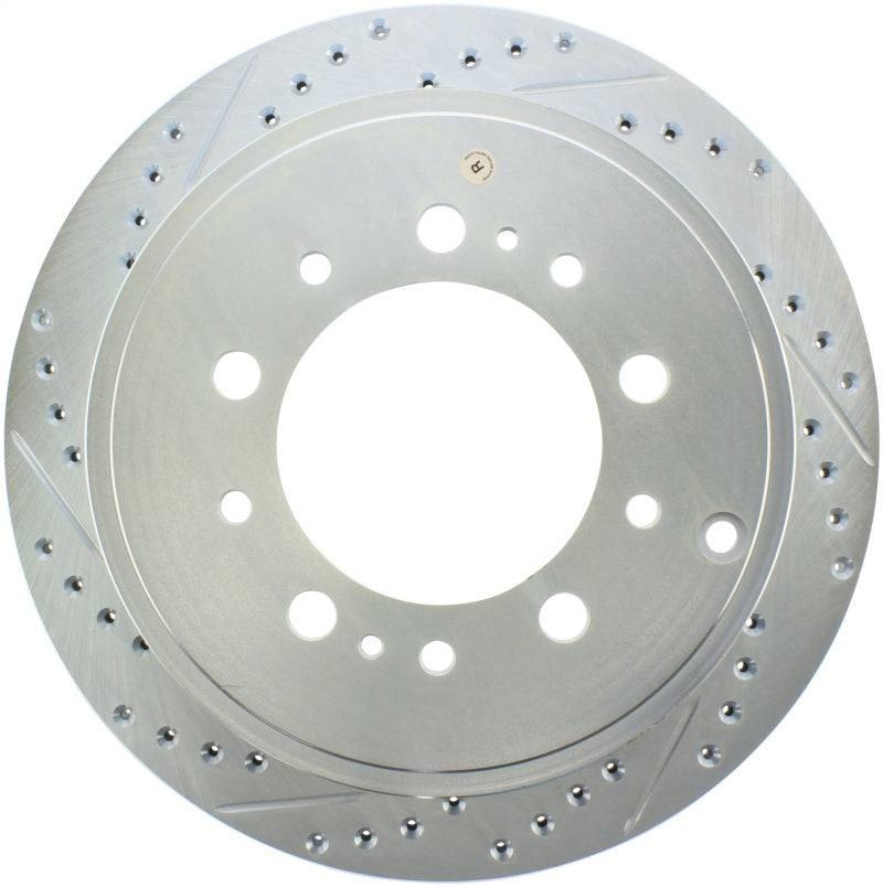 StopTech Drilled & Slotted Rear Passenger-Side Brake Rotor | Toyota Tundra (14-18, 19-21, 07-09, 10-13) (227.44157R)
