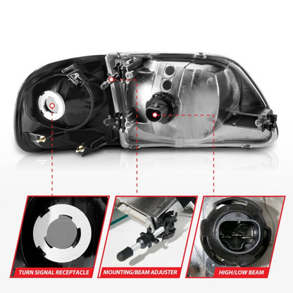ANZO Crystal Headlight Set w/ LED Parking Light | Ford F150 (97-03) (111460)