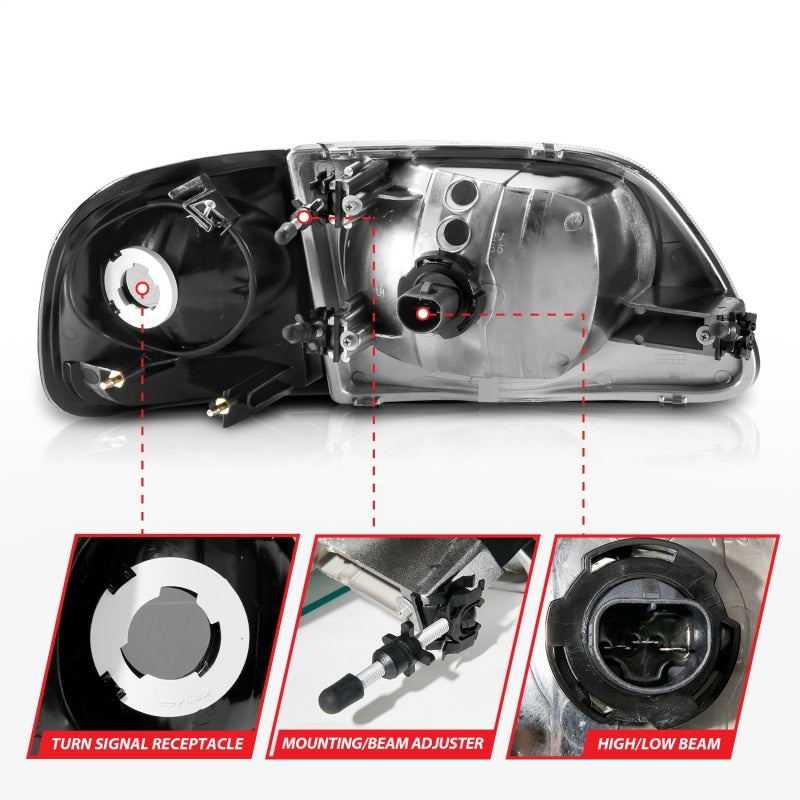 ANZO Crystal Headlight Set w/ LED Parking Light | Ford F150 (97-03) (111460)