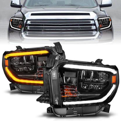 ANZO LED Crystal Headlight Set w/ Switchback Black Housing w/ DRL | Toyota Tundra (14-17) (111531)