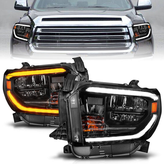 ANZO LED Crystal Headlight Set w/ Switchback Black Housing w/ DRL | Toyota Tundra (14-17) (111531)