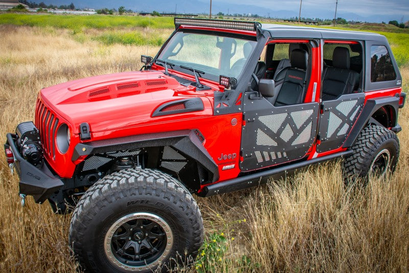 DV8 Offroad Primer Black Heat Dispersion Hood: Jeep Wrangler (18-21) / Gladiator (20-21)