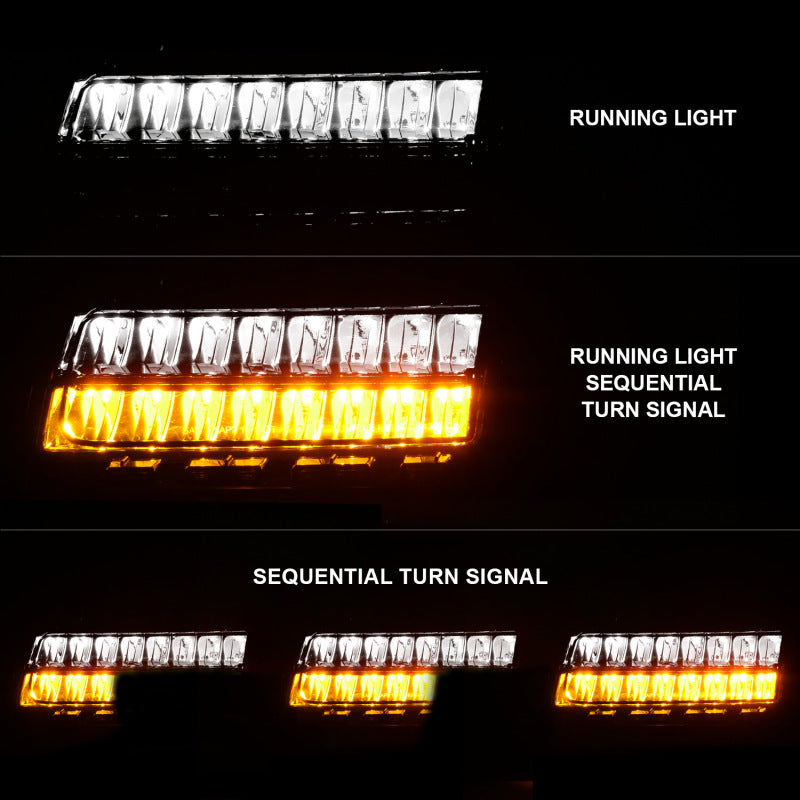ANZO LED Fender Lights Sequential Signals (F&R): Jeep Wrangler JL Sport 2018-2024 w/ Chrome Smoke - Smoke