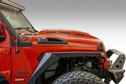 DV8 Offroad Primer Black Heat Dispersion Hood: Jeep Wrangler (18-21) / Gladiator (20-21)