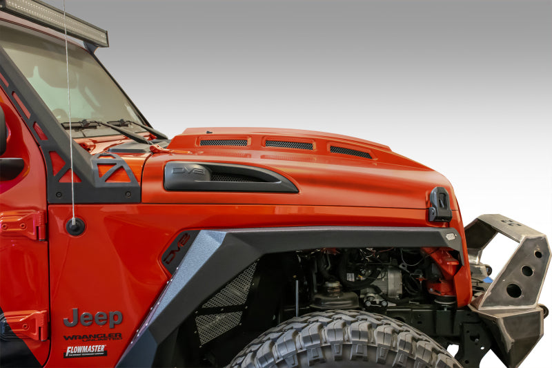 DV8 Offroad Primer Black Heat Dispersion Hood: Jeep Wrangler (18-21) / Gladiator (20-21)