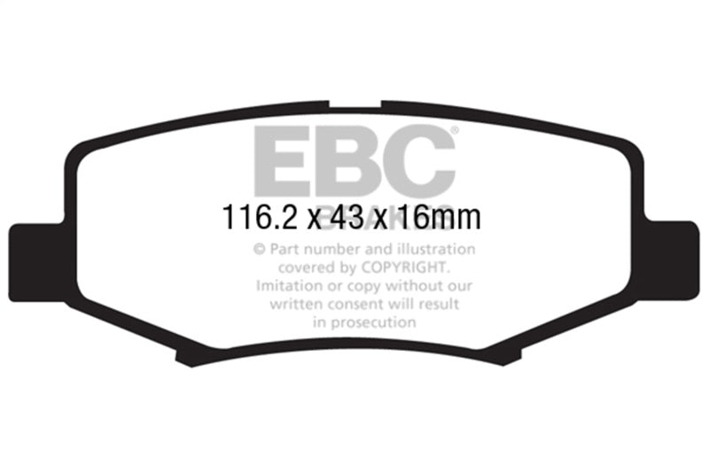 EBC Extra Duty Brake Pads (REAR): Jeep Wrangler (07-18) / Wrangler JK (18) / Dodge Nitro (06-11)