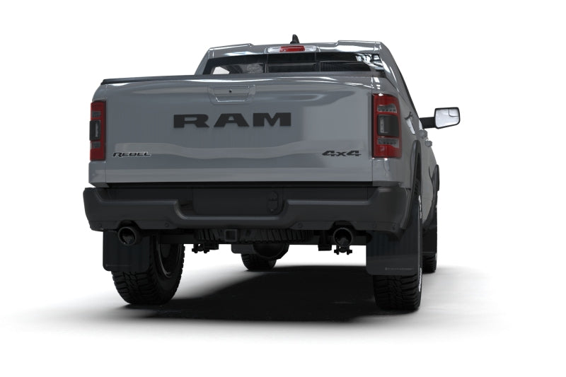 Rally Armor Black UR Mud Flap: Ram 1500 2019-2024 w/ Metallic Black Logo