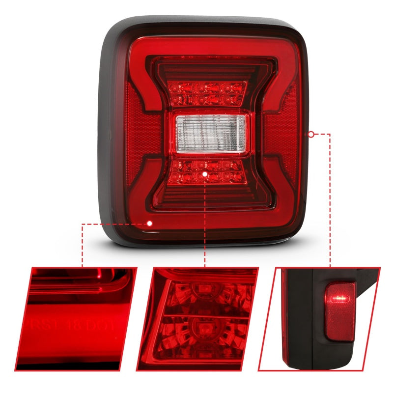 ANZO LED Tail Lights (Black): Jeep Wrangler JL 2018 - 2025