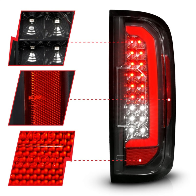 ANZO LED Tail Light Assembly w/ Red Lightbar Black Housing/Clear Lens | GMC Canyon (15-21) (311434)