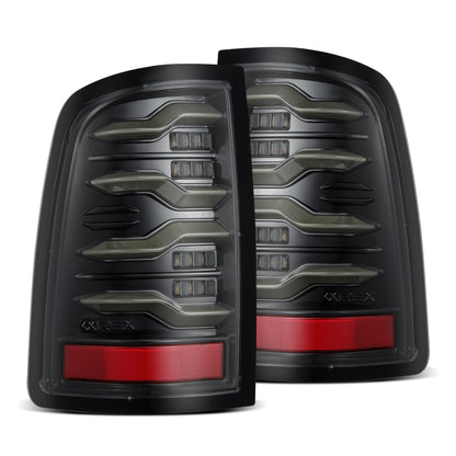 AlphaRex LUXX LED Tail Lights (Alpha-Black): Dodge Ram 2009 - 2018 (1500, 2500 & 3500)