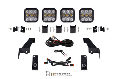 Diode Dynamics SS5 4-Pod CrossLink Grille Lightbar Kit Pro White (F&R): Jeep Wrangler JL 2018-26 / Gladiator JT 2020-24