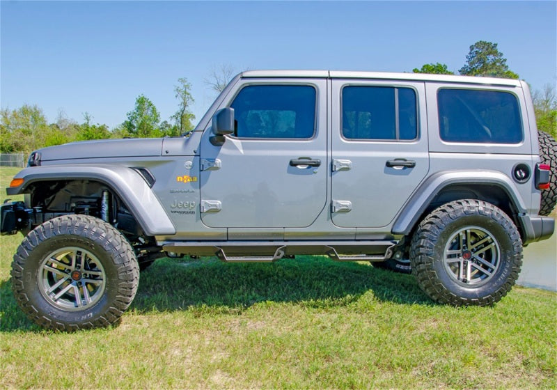 N-Fab Predator Pro Nerf Steps Textured Black (F&R): Jeep Wrangler Unlimited JL 2018-2026