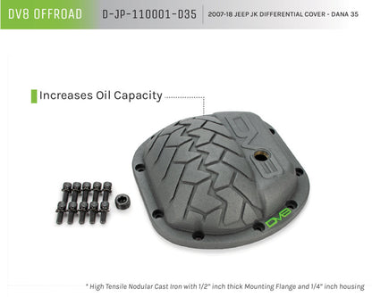 DV8 Offroad HD Cast Iron Gray Dana 35 Diff Cover (REAR): Jeep Wrangler (07-18)