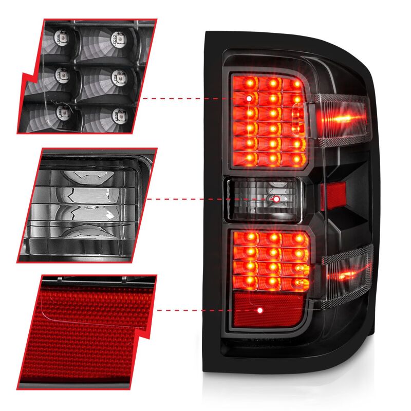 ANZO LED Tail Light Assembly w/ Clear Lens | Silverado 1500/2500/3500 / Sierra 3500 (15-19) (311423)