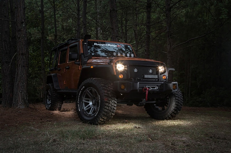 Rugged Ridge White 4-Piece LED Rock Light Kit: Fits Most Jeep Wrangler Models (2007-2018)