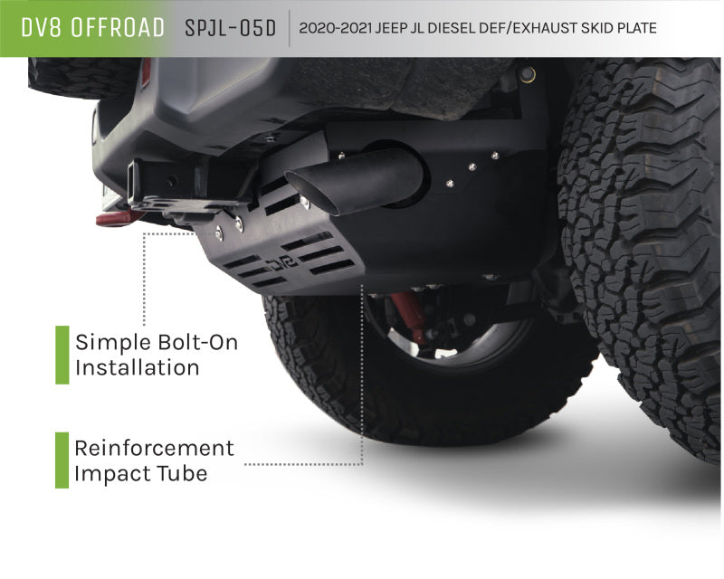 DV8 Offroad Rear Diff Skid Plate (REAR): Jeep Wrangler JL 2020-2022