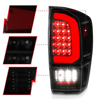 ANZO 16-21 Toyota Tacoma LED Tail Lights w/ Light Bar & Smoke Lens | Toyota Tacoma (16-23) (311401)