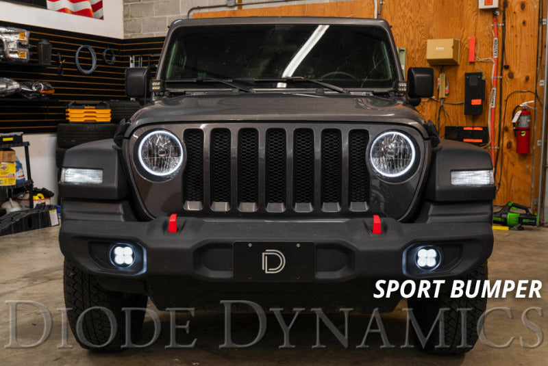 Diode Dynamics SS3 Sport LED Fog Light Kit Amber Backlit White (FRONT): Jeep Wrangler JK 2007-2018 / JL 2018-26 / Gladiator JT 2020-24 10th Anniversary Metal Bumper