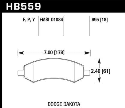 Hawk HPS Front Brake Pads: Durango / Ram 2002 - 2011 (All Models)