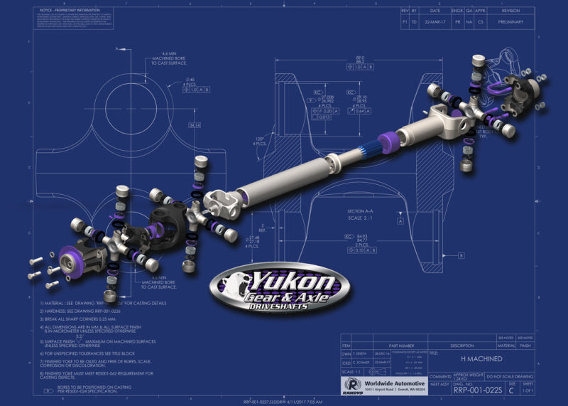 Yukon Gear & Axle HD 1310 Front Driveshaft (FRONT): Jeep Wrangler JK 2012-2018 Automatic