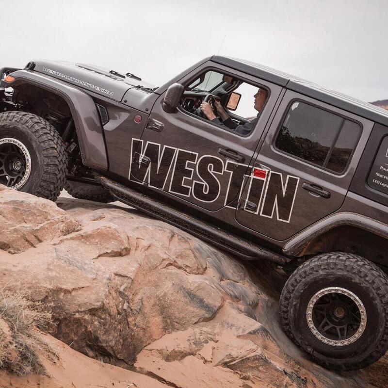 Westin Textured Black Triple Tube Rock Rail Steps: Jeep Wrangler JL Unlimited 2018-2024