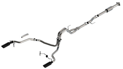 Borla 3" into dual 2.25" Cat-Back System | Ford F-150 (21) 2.7L/3.5L | Split Rear Exit Black Chrome Tips ATAK