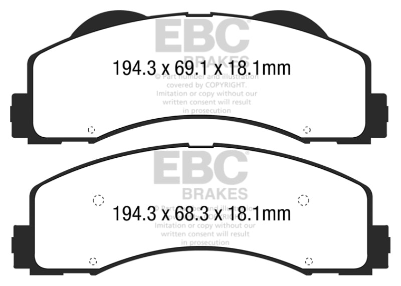 EBC Yellowstuff Front Brake Pads | 15+ Ford F150 2.7 Twin Turbo (2WD)