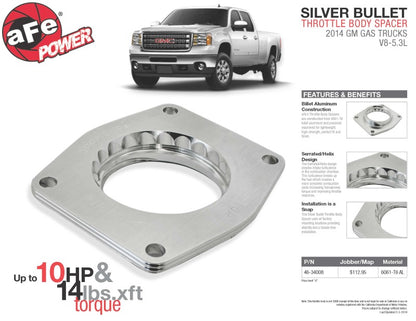 aFe Silver Bullet Throttle Body Spacer Kit | GM Silverado/Sierra 1500 V8 5.3L (14) (46-34008)