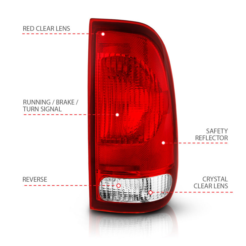 ANZO Tail Light Assembly Red/Clear Lens OE Replacement | Ford F-150 (97-03) (311307)