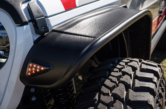 Bushwacker Flat Style Fender Flares 4pc: Fits Most Jeep Gladiator Models (2020-2024) - Black