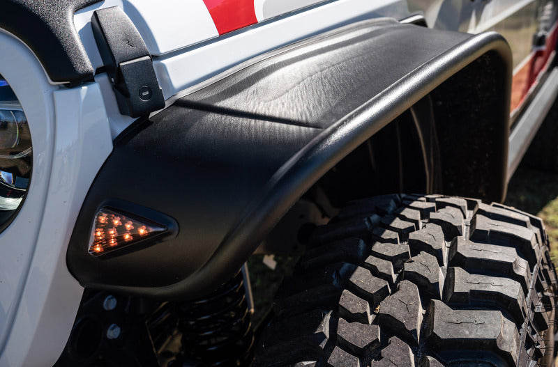 Bushwacker Flat Style Fender Flares 4pc: Fits Most Jeep Gladiator Models (2020-2024) - Black