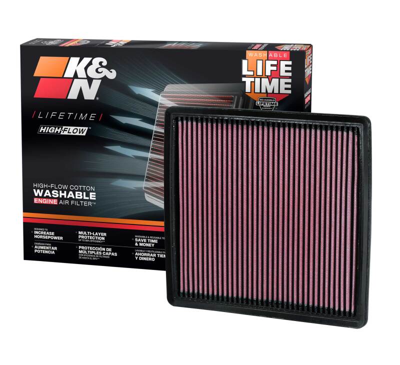 K&N High-Flow Drop-In Air Filter | Ford F-150 (09-13) / F-250/F-350/450/550 Super Duty (08-13) / F-150 Raptor (10-13, 17-20, 21-23, 24-26) (33-2385)