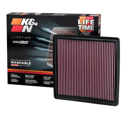 K&N High-Flow Drop-In Air Filter | Ford F-150 (09-13) / F-250/F-350/450/550 Super Duty (08-13) / F-150 Raptor (10-13, 17-20, 21-23, 24-26) (33-2385)