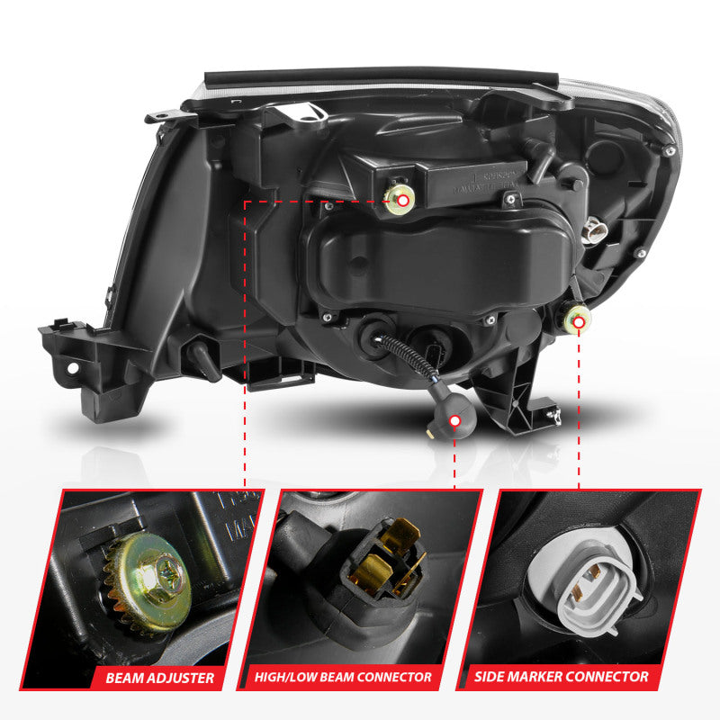 ANZO Projector Headlight Set w/ Light Bar Switchback Black Housing | Toyota Tacoma (05-11) (111564)