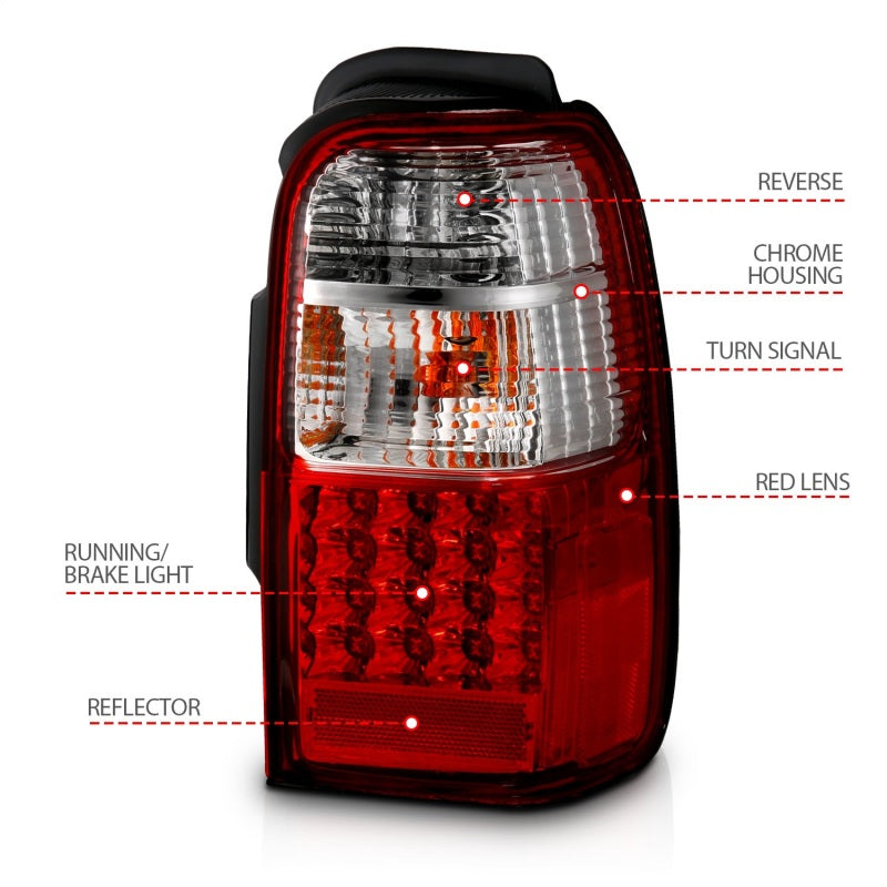 ANZO LED Taillight Assembly Red/Clear | Toyota 4Runner (01-02) (311070)