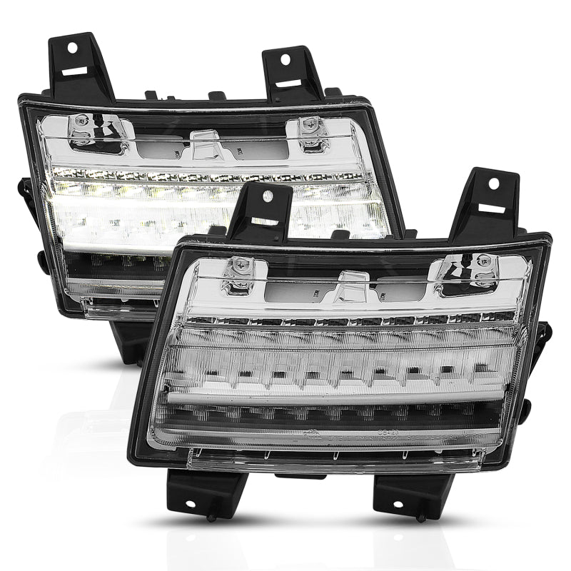 ANZO LED Fender Lights Sequential Signals (F&R): Jeep Wrangler JL / Gladiator JT 2018-2024 w/ Chrome - Clear