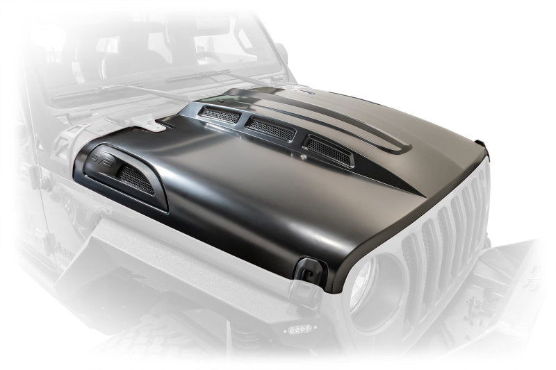 DV8 Offroad Primer Black Heat Dispersion Hood: Jeep Wrangler (18-21) / Gladiator (20-21)