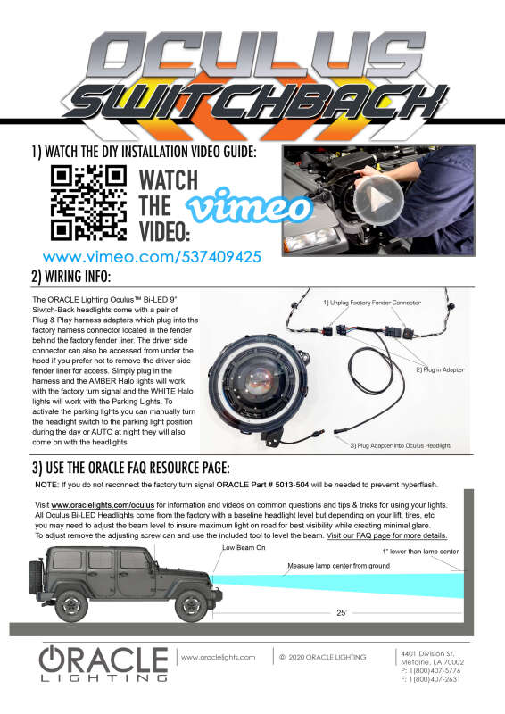 Oracle Lighting Bi-LED Projector Headlights: Jeep Wrangler (18-24) / Gladiator (20-24)
