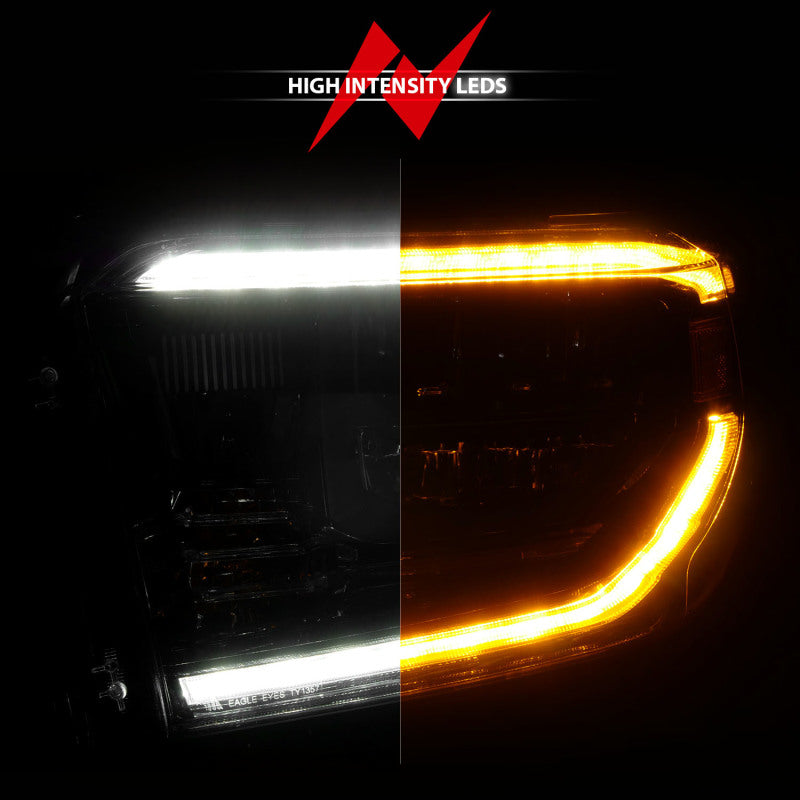 ANZO LED Crystal Headlight Set w/ Switchback Black Housing w/ DRL | Toyota Tundra (14-17) (111531)